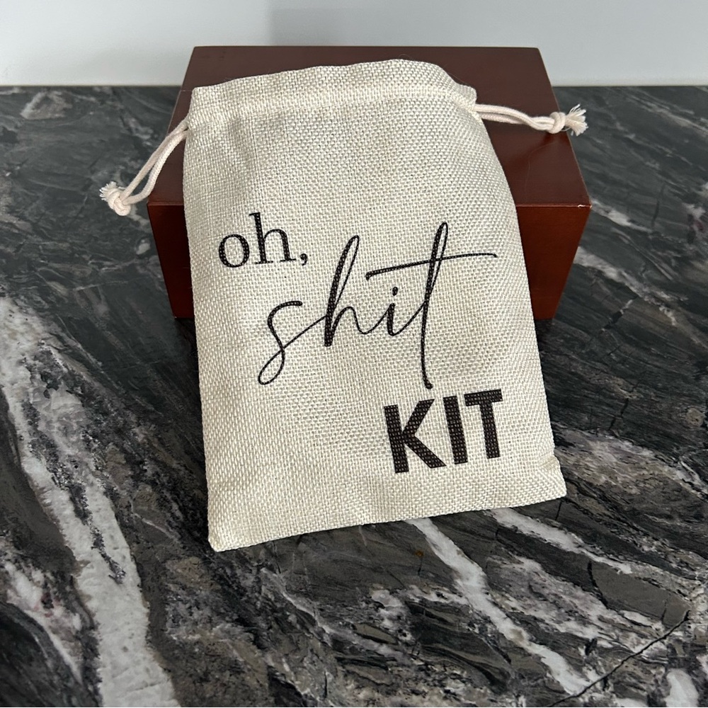 Cream Canvas “Oh Shit Kit” Drawstring Bag